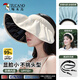 啄木鳥防曬帽女夏季防紫外線黑膠空頂遮陽帽大檐遮臉貝殼帽沙灘太陽帽子