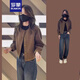 羅蒙（ROMON）春季流行漂亮小香風(fēng)短款咖色外套女春秋2025新款休閑夾克女裝上衣 咖色短外套 L -105-115斤拍