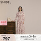 SNIDEL秋冬甜美碎花系帶收腰百褶雪紡連衣裙SWFO245033 粉米色 S （0）