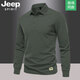 JEEP SPIRITjeep吉普polo衫男士新款秋冬季加絨長(cháng)袖休閑百搭T恤高端大品牌 軍綠色 XL 130-145斤