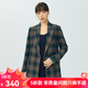 哥弟真的好（GIRDEAR）女裝雙排扣收腰復(fù)古格紋西裝西服女A400670 綠橙格 XL (5碼)