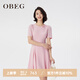 OBEG歐碧倩浪漫花卉修身連身裙10482142 淺玫粉 XS