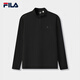 FILA 斐樂(lè )官方男子針織長(cháng)袖衫2025冬季新款時(shí)尚休閑半拉鏈基礎長(cháng)T 正黑色-BK L 175/96A/L