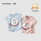 可英 GOWINBABY女童短袖T恤韓式俏皮2025夏季時(shí)尚女孩卡通上衣甜美女寶洋氣套裝 藍(lán)色 110 cm