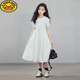 G.duck女童新品連衣裙兒童夏季氣質(zhì)公主裙新款韓版洋氣女大童時(shí)尚長(cháng)裙子 白色 170 cm 身高160-170cm 13-15歲