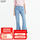 LILY【商場同款】夏新款女裝時尚開叉休閑通勤復(fù)古微喇牛仔褲 419牛仔藍(lán) M