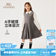 英氏（YEEHOO）兒童裙子女童連衣裙秋季時(shí)尚淑女學(xué)院風(fēng)百褶裙秋裝洋氣中大童裝 百褶老錢(qián)學(xué)院灰色 140