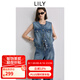 LILY2025夏新款女裝復(fù)古簡約寬松休閑百搭無領(lǐng)牛仔馬甲無袖背心 419牛仔藍(lán) S