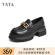 他她（TATA）高跟樂福鞋女厚底小皮鞋英倫風(fēng)單鞋春GOK02AA4 黑色 35