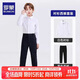 羅蒙兒童襯衫黑褲子男童演出服套裝春夏長(cháng)袖白襯衣西褲兩件套 白色140