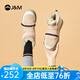 快樂瑪麗（J&M）雪地靴女2024冬季新款短筒靴加絨保暖女短靴羊皮毛一體棉鞋女 粉紅色 35