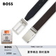 BOSS男士2025夏季新款針扣加牌扣雙面皮革腰帶 002-黑色 EU:ONESI