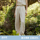 歌莉婭亞麻褲子女夏季2025新款休閑通勤直筒褲高腰長褲1E3L1D190 10W米灰 28