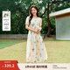 茵曼甜美植物碎花純棉連衣裙2025夏季女裝新品溫柔度假寬松長(cháng)裙子 杏色 M