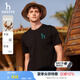 哈吉斯（HAZZYS）男裝 夏季休閑重磅大Logo寬松圓領短袖T恤男ASTZE0CBX70 黑色BK L （175/96A 48）