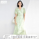 對(duì)白【小野聯(lián)名】超好看碎花連衣裙女夏季2025新款法式V領(lǐng)茶歇裙 白玫瑰印花 M