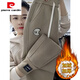 皮爾卡丹（pierre cardin）純|棉休閑運動(dòng)褲女士2025春秋新款小個(gè)子百搭寬松束腳哈倫衛褲202 卡其色【加絨加厚】 2XL建議125-140斤】