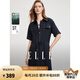 ELLE法式藏青色翻領(lǐng)亞麻收腰連衣裙女2025夏季新款萊賽爾天絲長(cháng)裙 藏青 M