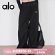 ALO YOGA寬松闊腿拼色跑步健身直筒褲戶外休閑瑜伽褲 女 黑色 M