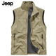 JEEP SPIRIT吉普戶(hù)外休閑速干馬甲男士背心秋季透氣簡(jiǎn)約立領(lǐng)攝影外套卡其2XL