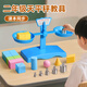 漢狀元天平秤教具小學(xué)生二年級三年級上冊下冊數(shù)學(xué)學(xué)具科學(xué)實驗套裝兒童手提稱小天平平衡秤 天平秤-藍(lán)色
