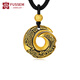 FUSSEM足金時來運轉(zhuǎn)男士黃金吊墜純金轉(zhuǎn)運珠平安扣黑金掛墜男款金飾禮物 時來運轉(zhuǎn)吊墜大號+福字金珠【噴砂款黑繩】約3g
