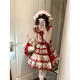 lolita櫻桃熟了甜心販?zhǔn)蹤C(jī)印花輕lo裙七夕節(jié)禮物送女友可愛分體裙 櫻桃熟了+bnt帽子 S