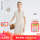 朗姿戧駁領(lǐng)優(yōu)雅干練西裝連衣裙女醋酸通勤裙子女2025年夏季新款 淺米色 L