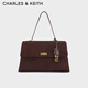CHARLES&KEITH25秋新品大號kerry仿麂皮腋下郵差包CK2-20782514-1 Espresso Brown咖啡棕 L