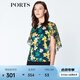 PORTS寶姿 新品 女裝 夏季新品秋葉滿天披肩袖休閑襯衫LN8B039HPT024 墨玉綠印花 S (4)