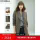 COCOBELLA[美拉藍(lán)穿搭]色織花紗羊毛西裝女氣質(zhì)西服外套CT1216 咖啡 M