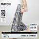 尚都比拉系綁帶松緊腰藝術(shù)印花立體壓褶休閑褲女夏季通勤寬松顯瘦裙褲