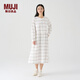無(wú)印良品（MUJI）女式 法蘭絨抽褶連衣裙 美拉德純棉起毛寬松長(zhǎng)裙子秋冬 BC08CC3A 原色格紋 L 165/88A