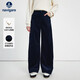 納維凱爾意大利小帆船女全棉闊腿休閑褲厚款燈芯絨香蕉褲2332075512藍S