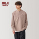 無印良品（MUJI） 男式 水洗 牛津 立領(lǐng) 長袖襯衫 男士襯衣外套 純棉 春季 磚紅色 XL (180/104A)