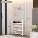 韻感多功能鞋帽一體架入戶(hù)掛衣架落地鞋架門(mén)口室內收納鞋柜衣架置物架 鞋帽架四層50cm(白色)+6掛鉤