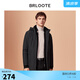 Brloote/巴魯特 棉衣男冬季新款時(shí)尚休閑連帽中長(zhǎng)款保暖棉服外套 黑色 170/92A