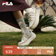 FILA 斐樂官方女鞋CARROT摩登板鞋蘿卜鞋休閑厚底鞋子女 白棉花糖/古巴砂棕 F12W511208FMC 35.5