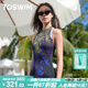 TOSWIM拓勝連體泳衣女專(zhuān)業(yè)訓練三角保暖溫泉顯瘦無(wú)袖游泳衣 青提秘境L