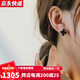 GIOIO18K金四葉草耳釘女玫瑰金金耳釘彩金紅瑪瑙耳飾生日禮物送女友 定制黑瑪瑙【花大號13mm】 AU750【一物一證】
