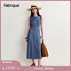 Fabrique 復古靛藍圓領(lǐng)無(wú)袖棉麻牛仔連衣裙夏季新品 水洗藍 XS /P