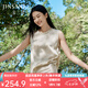 金三塔真絲背心100%桑蠶絲寬松透氣舒適打底衫可外穿上衣 白玉蘭色 L