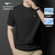 七匹狼短袖T恤男夏季新款圓領(lǐng)抗菌涼感速干奔狼刺繡百搭男士上衣服男裝 黑色 XL