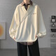 主意范假兩件衛衣男女春秋季大碼POLO衫內搭打底衫潮拼接襯衫領(lǐng)長(cháng)袖外套 WY10109升級版高品質(zhì) 米白色 L 110-130斤