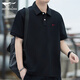七匹狼短袖t恤男夏季polo衫涼感翻領(lǐng)上衣簡約休閑商務(wù)中青年上衣服 黑色 XL /175/92A