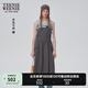 Teenie Weenie小熊女裝白色連衣裙2025夏季新款工裝戶外文藝休閑背帶裙 煤灰色 S