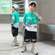 WVD國際品牌男童夏裝短袖套裝2025新款中大童洋氣酷帥網(wǎng)紅潮 綠色 120 cm:建議身高1.1米左右