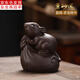 古德窯虎虎生威紫砂茶寵錢袋老鼠福?？绅B(yǎng)茶玩手工精品茶盤擺件茶具配件 黑泥-《鼠錢》茶寵