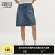 Teenie Weenie小熊女裝簡(jiǎn)約短款牛仔裙半身裙短裙A字高腰復(fù)古美式女 中藍(lán)色 M (165)