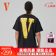 VLONE FRIENDS芝士大LOGO印花短袖T恤男女同款黑黃半袖 VLTE25005黑黃 L